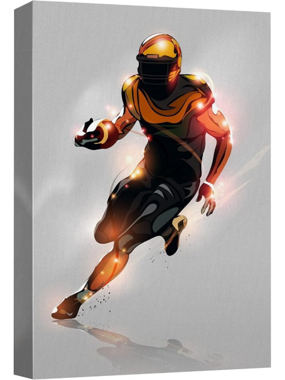 Shining Gold & Red Football Player Canvas Art - Modern Sports Wall Decor 32x48